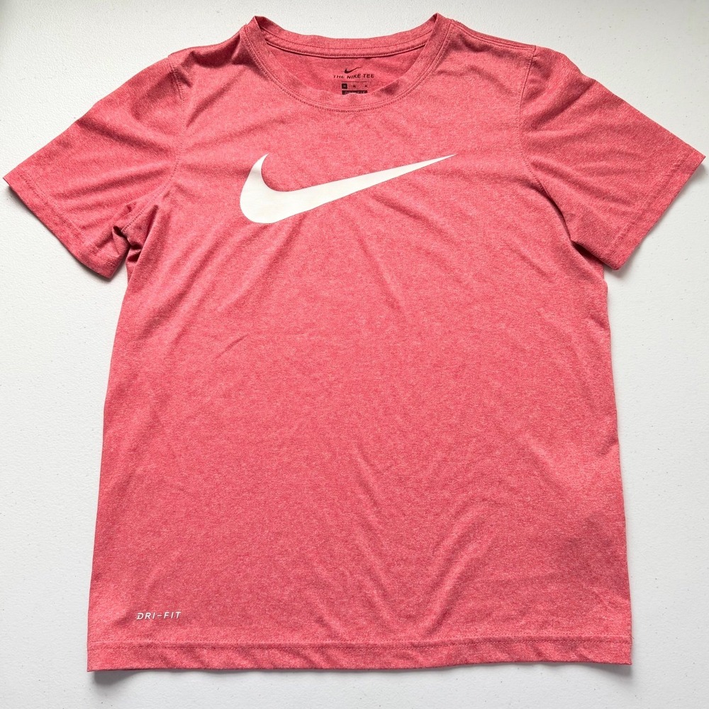The Nike Tee Short Sleeved Dri-Fit
Orange-Red
Large Swoosh
Size Youth Medium EUC
